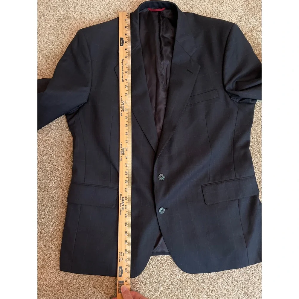 Jos A Bank Mens Blazer Jacket 48R Black Window Plaid Two Button Formal Suit Coat